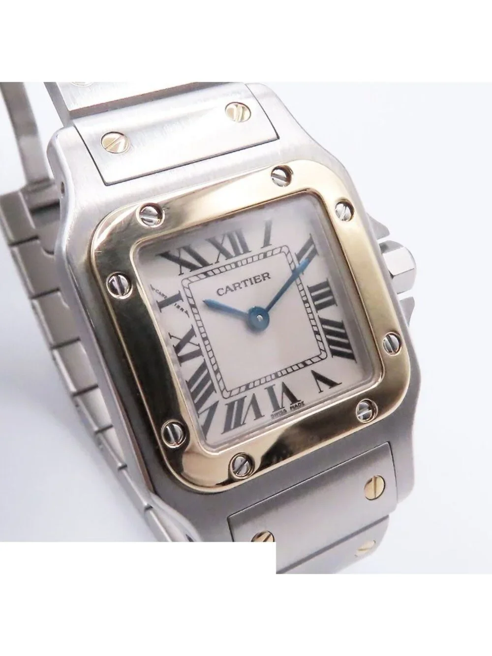 Cartier Santos Galbee SM Ivory Stainless Steel 18K Yellow Gold Watch Quartz